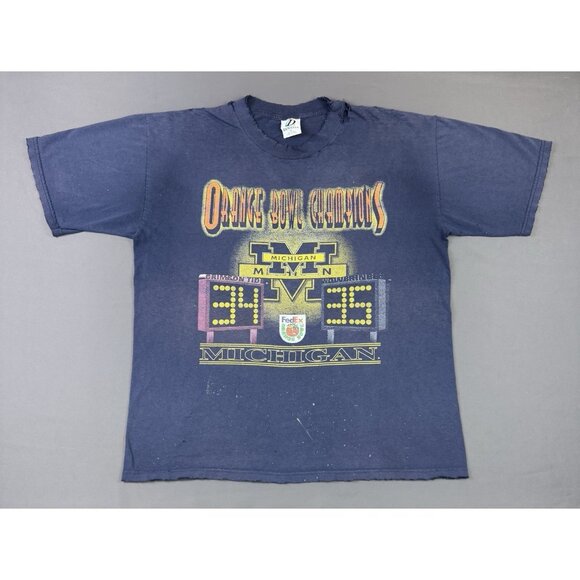 Vintage Y2K Orange Bowl Champions Michigan Wolverines Crimson Tide Thrased Navy - Picture 1 of 16